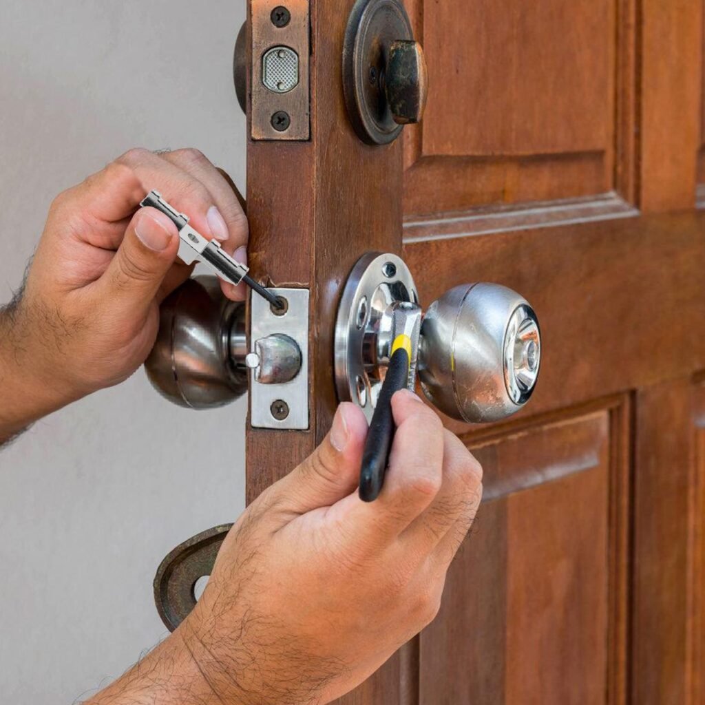 Handyman in Brandon FL repairing a door